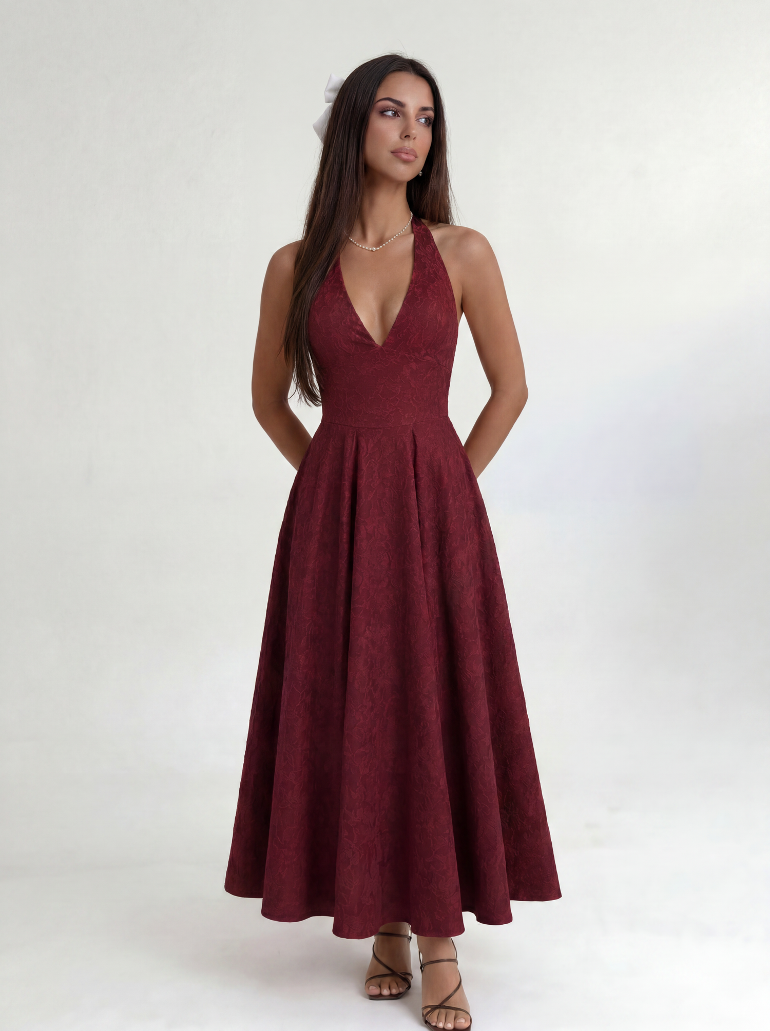 Cavelle Noire – Red Elara Halter Midi Dress