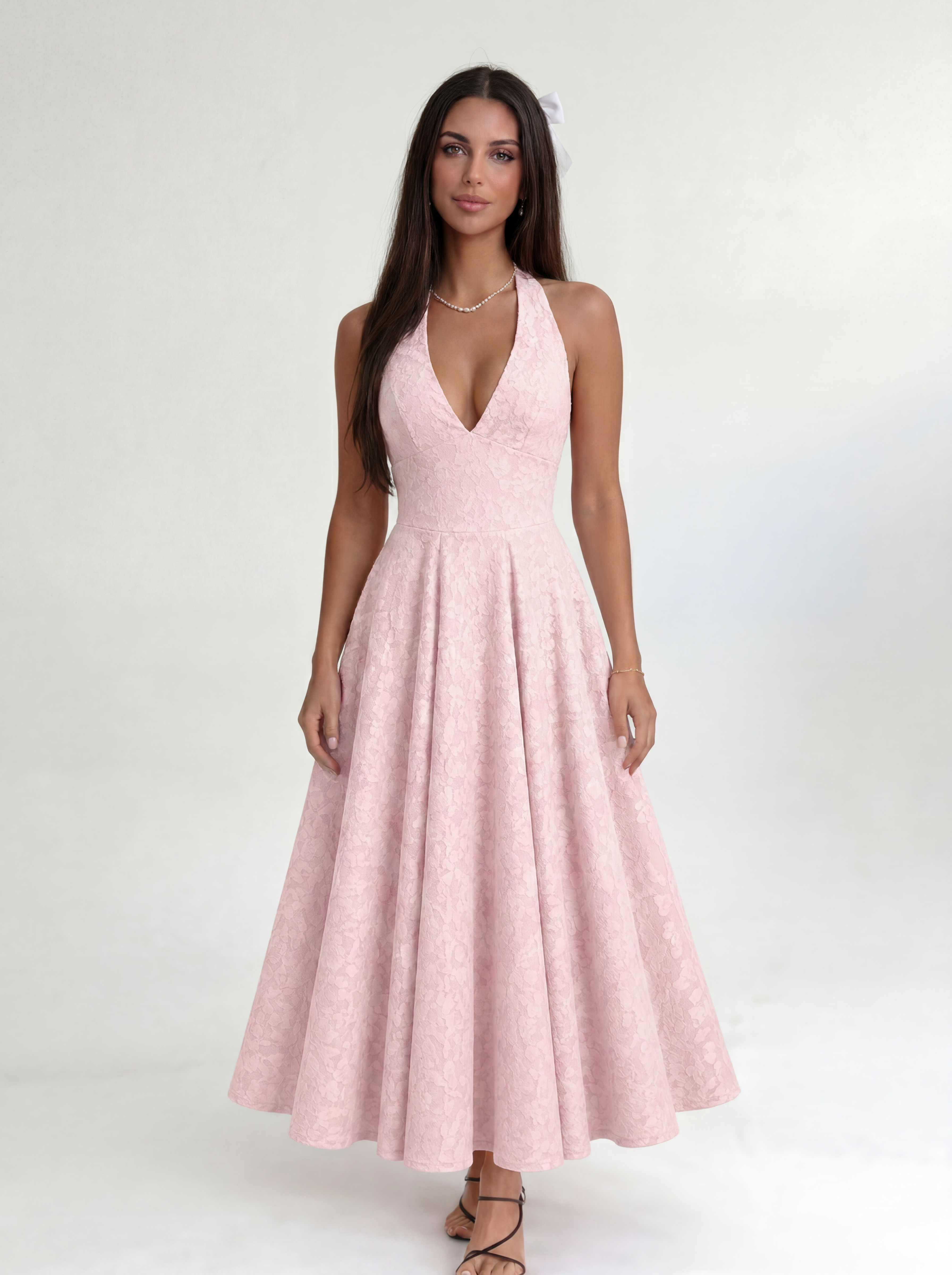 Cavelle Noire – Pink Elara Halter Midi Dress