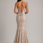 Beige Noir Éclipse Gown