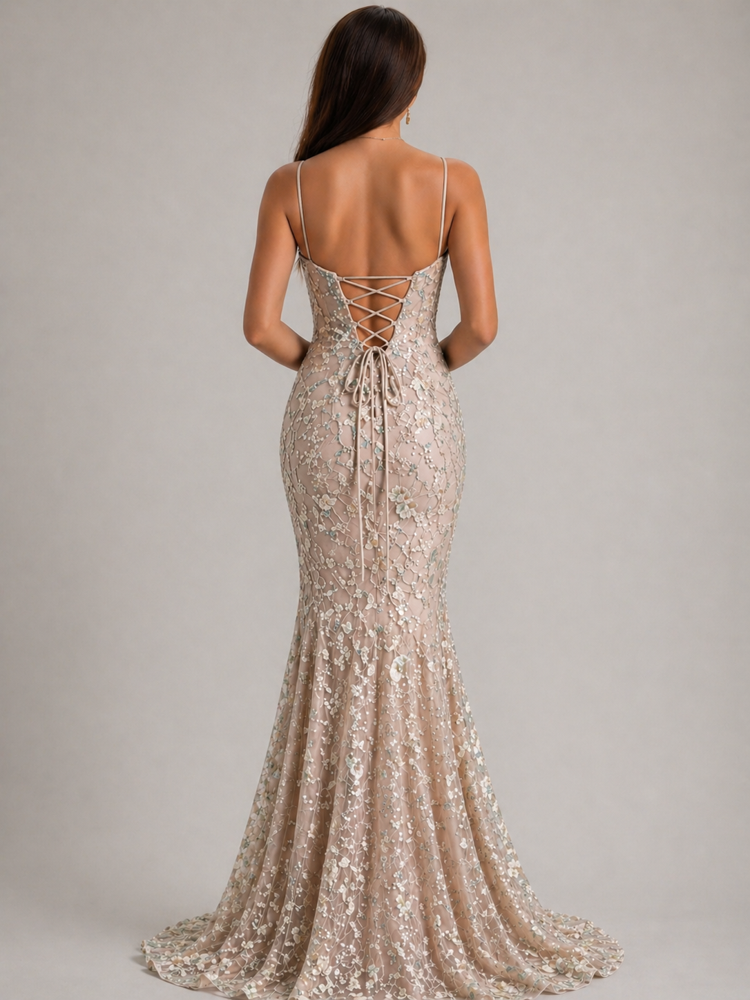 Beige Noir Éclipse Gown