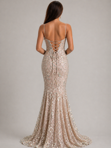 Beige Noir Éclipse Gown