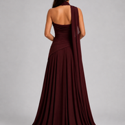 Burgundy Midi Drape Gown
