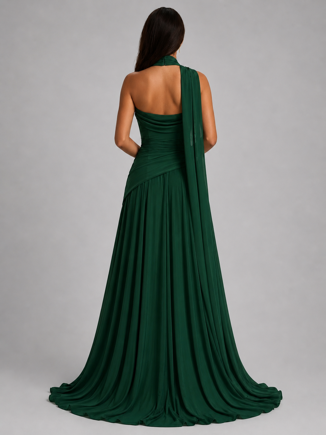 Forest Green Midi Drape Gown