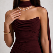 Burgundy Midi Drape Gown