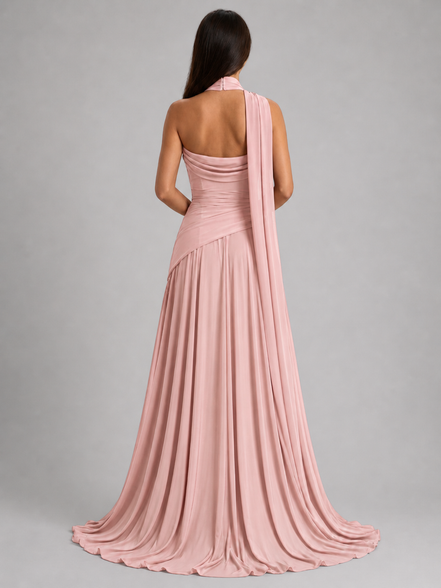 Pink Midi Drape Gown