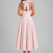 Pink Elara Halter Midi Dress