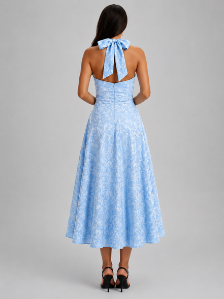 Azure Elara Halter Midi Dress