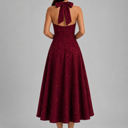 Red Elara Halter Midi Dress