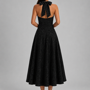 Black Elara Halter Midi Dress