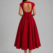 Red Ivory Silhouette Dress