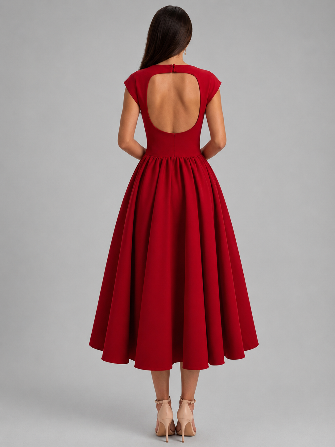 Red Ivory Silhouette Dress