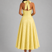 Yellow Elara Halter Midi Dress