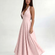 Pink Elara Halter Midi Dress