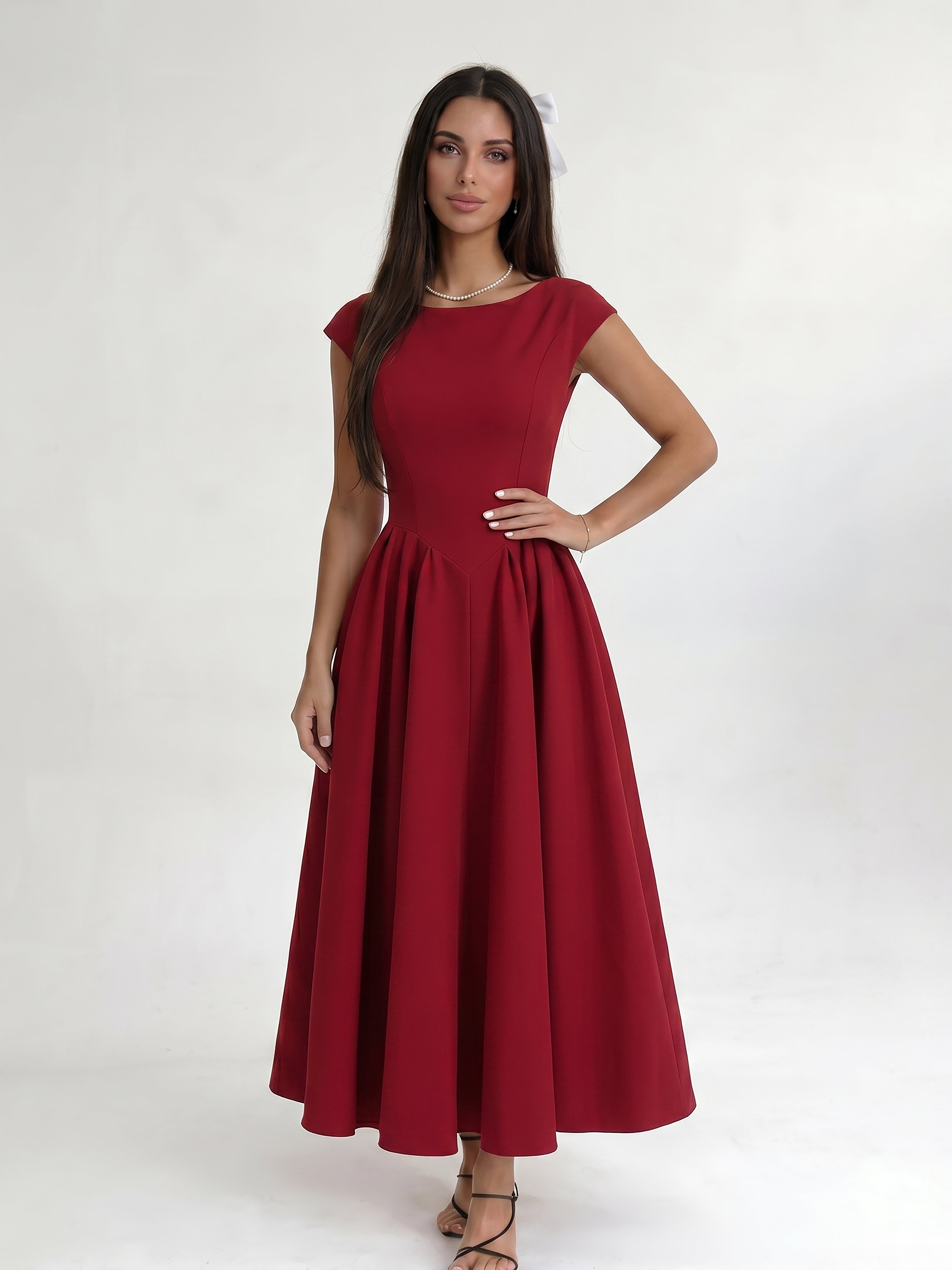 Red Ivory Silhouette Dress