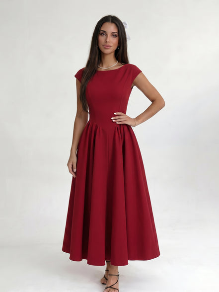 Red Ivory Silhouette Dress