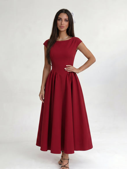 Red Ivory Silhouette Dress
