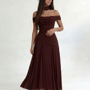 Burgundy Midi Drape Gown