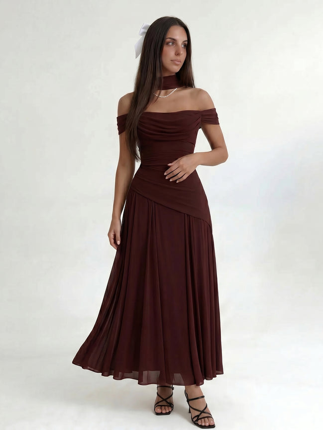 Burgundy Midi Drape Gown