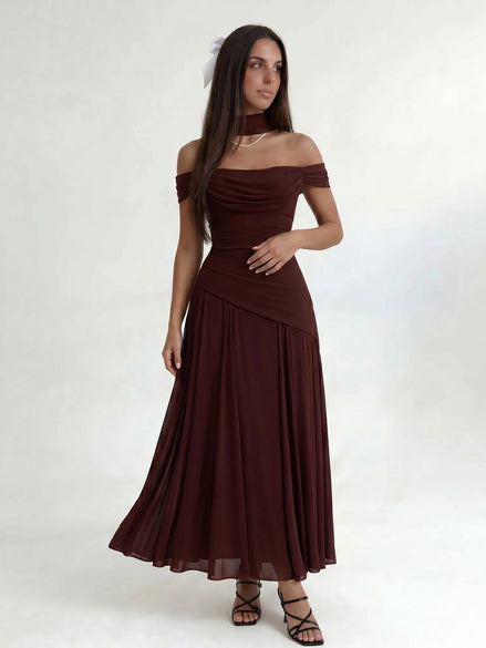 Burgundy Midi Drape Gown