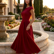 Red Ivory Silhouette Dress