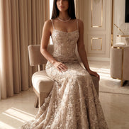 Beige Noir Éclipse Gown