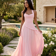 Pink Midi Drape Gown