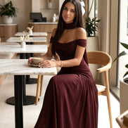 Burgundy Midi Drape Gown
