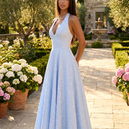 Azure Elara Halter Midi Dress
