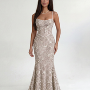 Beige Noir Éclipse Gown