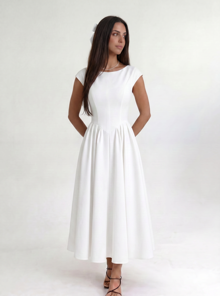 White Ivory Silhouette Dress