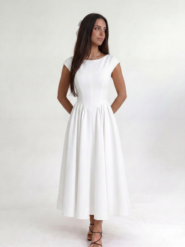 White Ivory Silhouette Dress