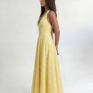 Yellow Elara Halter Midi Dress