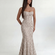 Beige Noir Éclipse Gown