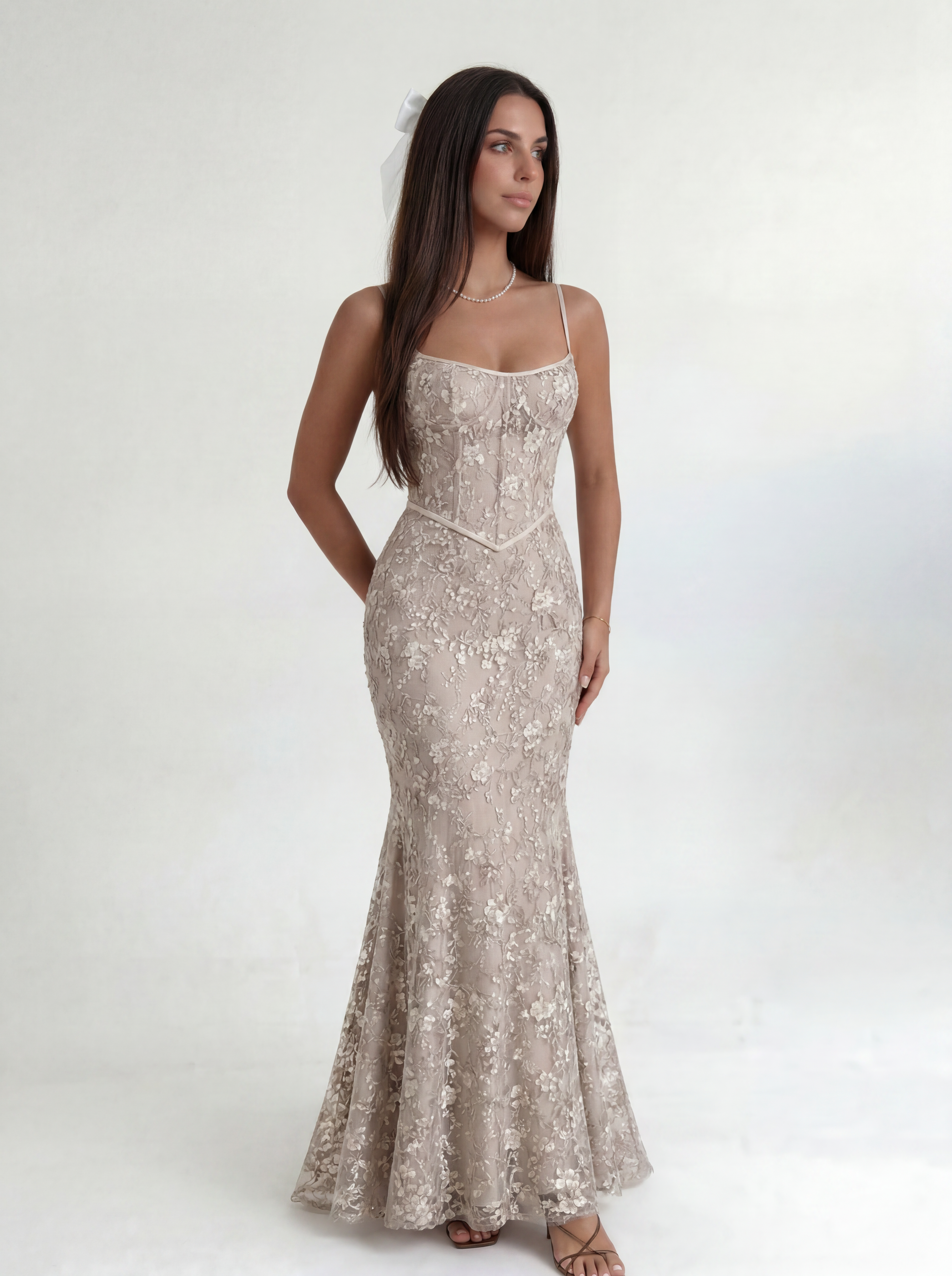 Beige Noir Éclipse Gown