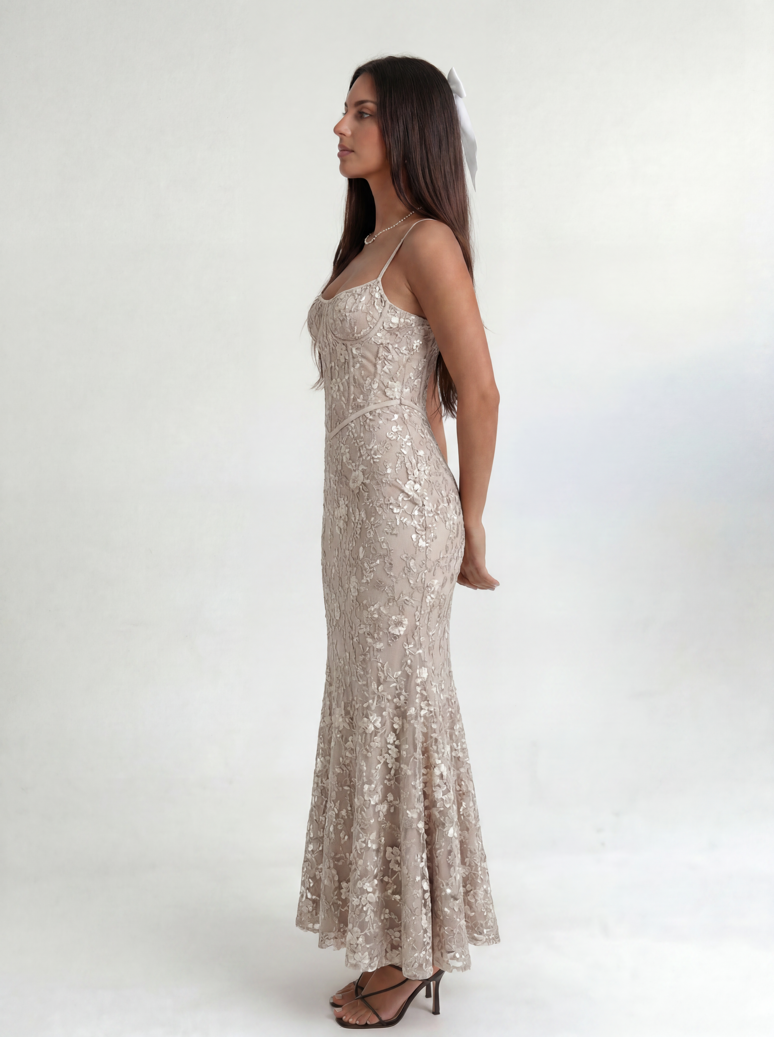 Beige Noir Éclipse Gown