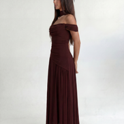 Burgundy Midi Drape Gown