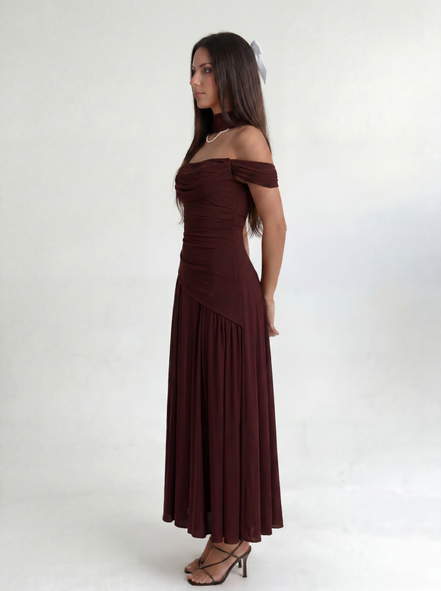 Burgundy Midi Drape Gown