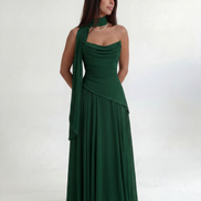 Forest Green Midi Drape Gown