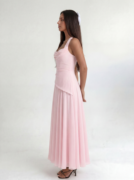 Pink Midi Drape Gown
