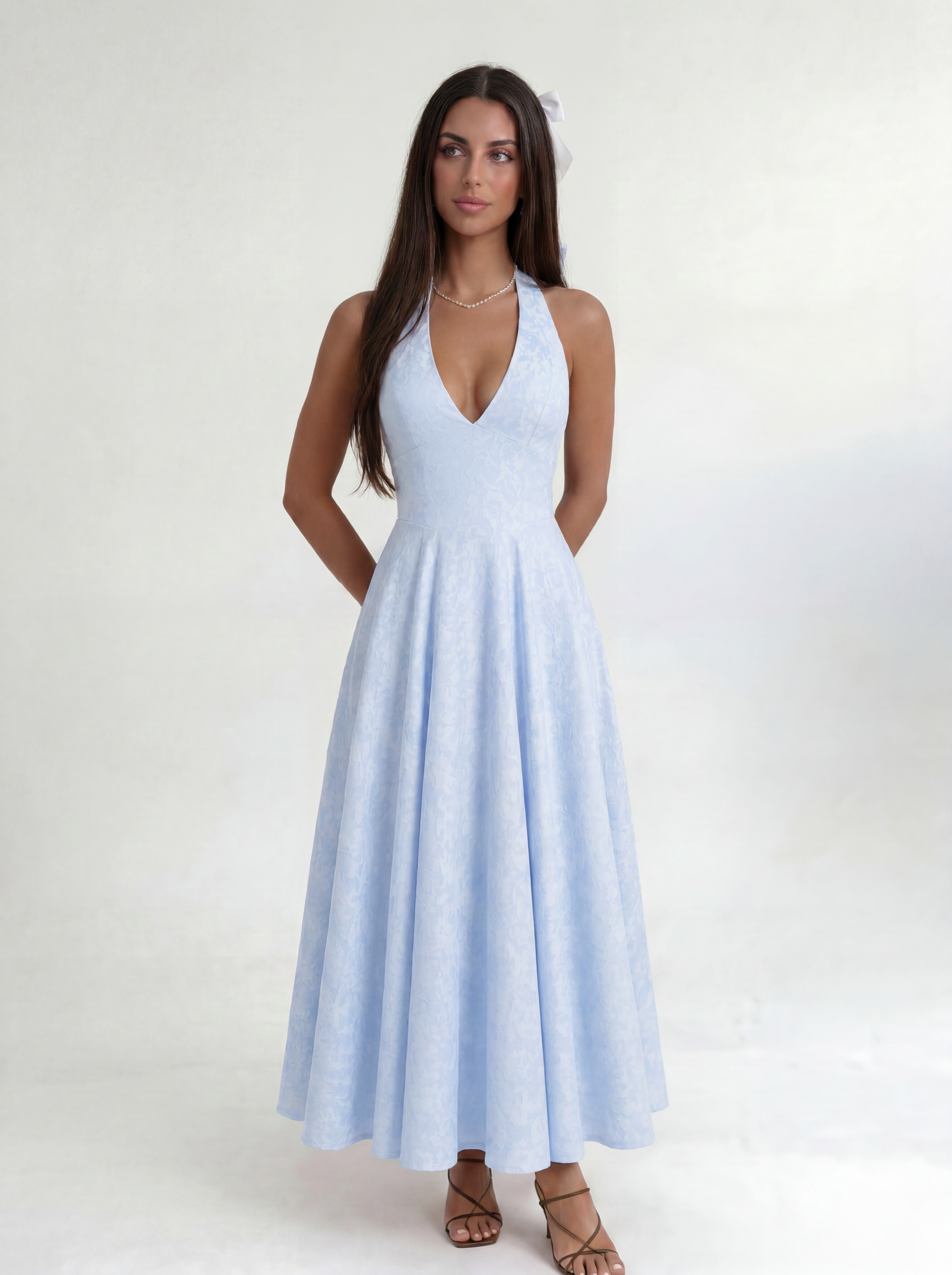Azure Elara Halter Midi Dress