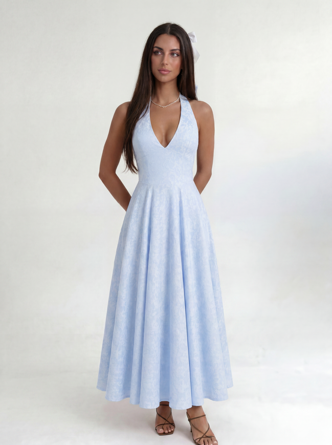 Azure Elara Halter Midi Dress
