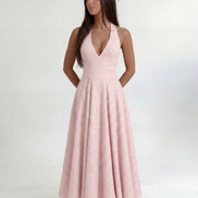 Pink Elara Halter Midi Dress