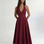 Red Elara Halter Midi Dress