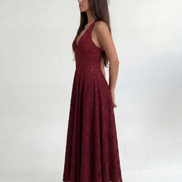 Red Elara Halter Midi Dress