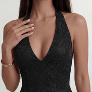 Black Elara Halter Midi Dress