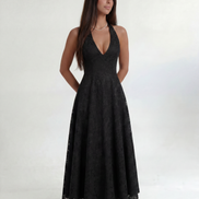 Black Elara Halter Midi Dress