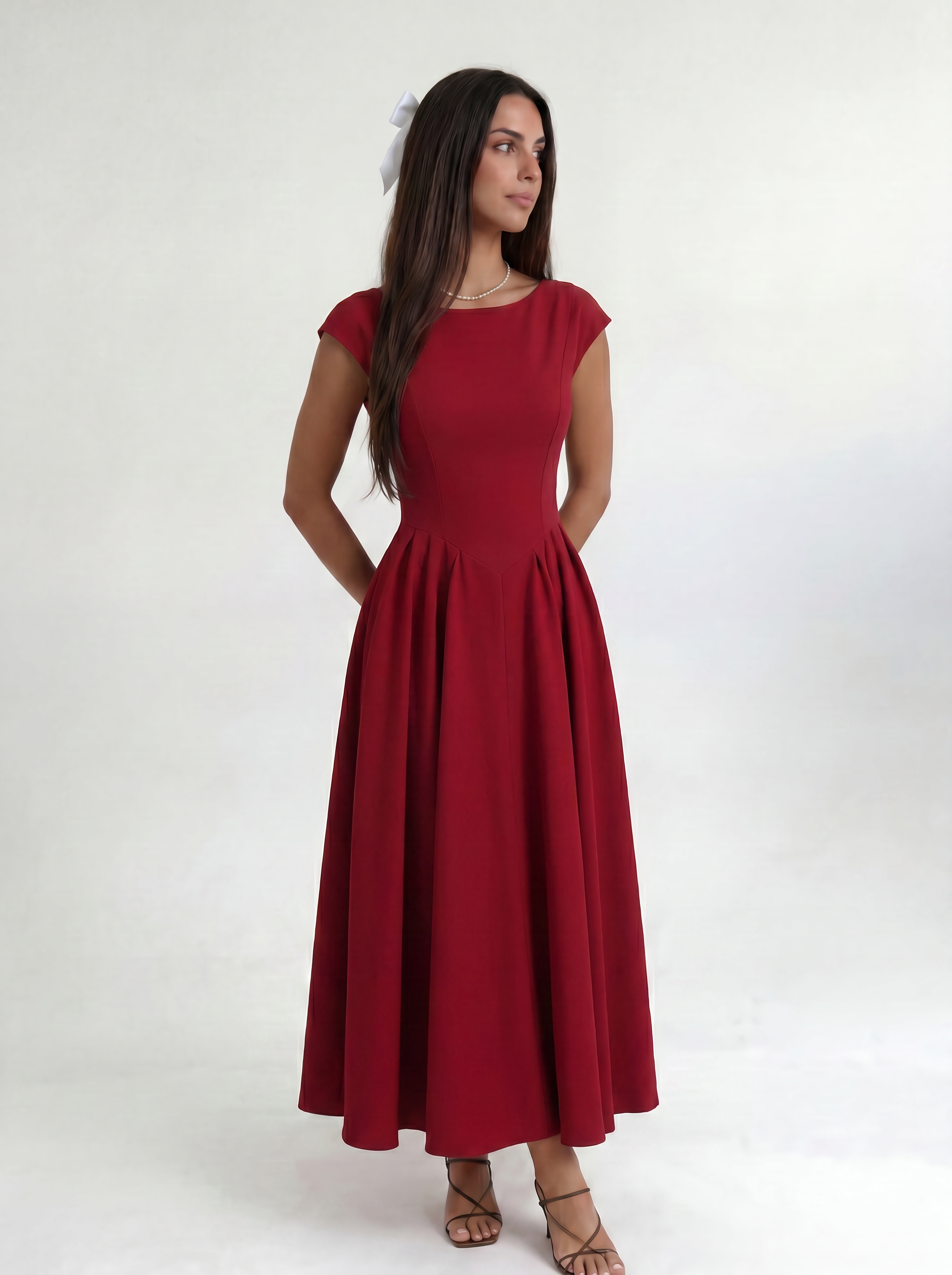 Red Ivory Silhouette Dress