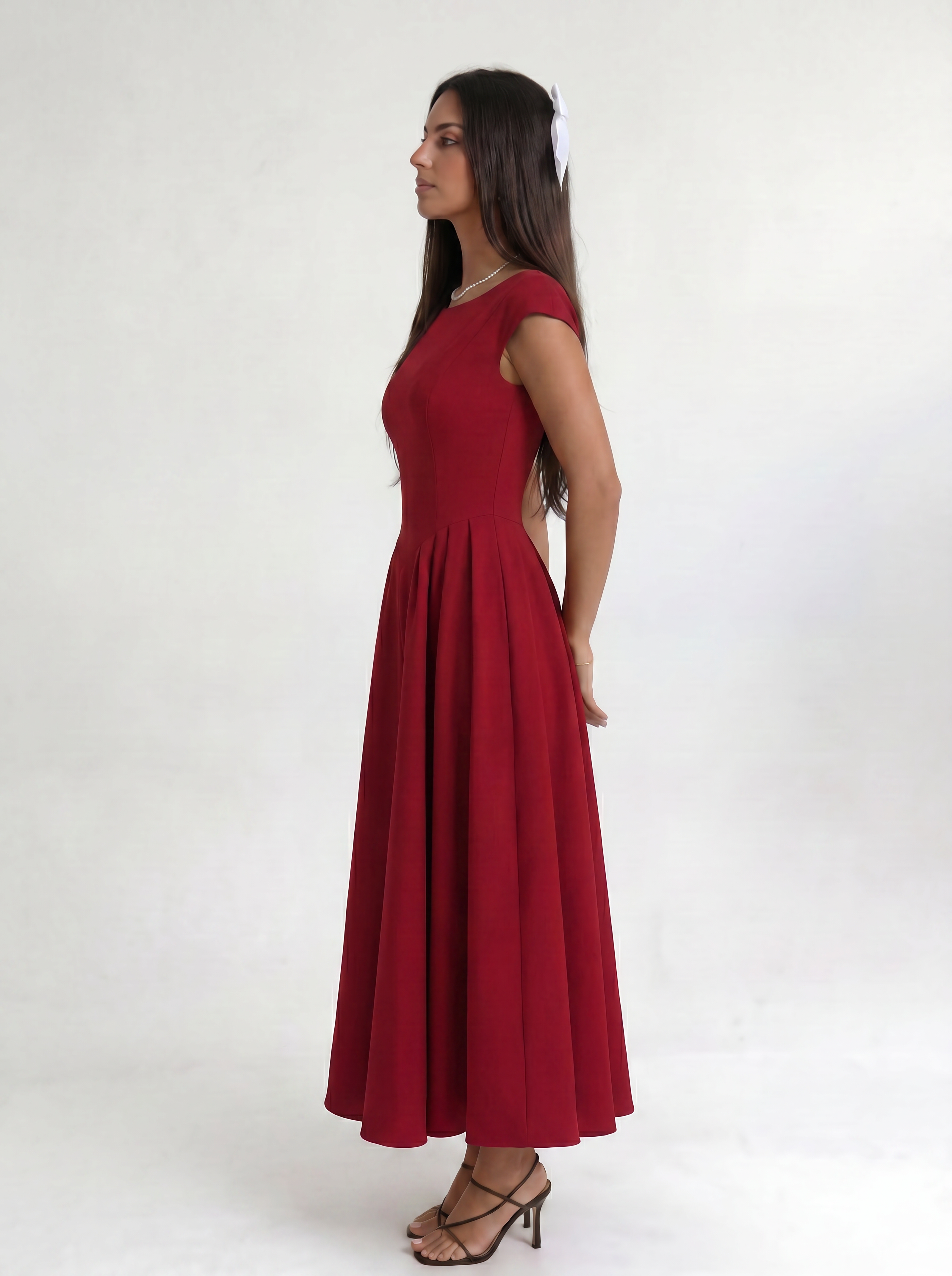 Red Ivory Silhouette Dress