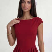 Red Ivory Silhouette Dress
