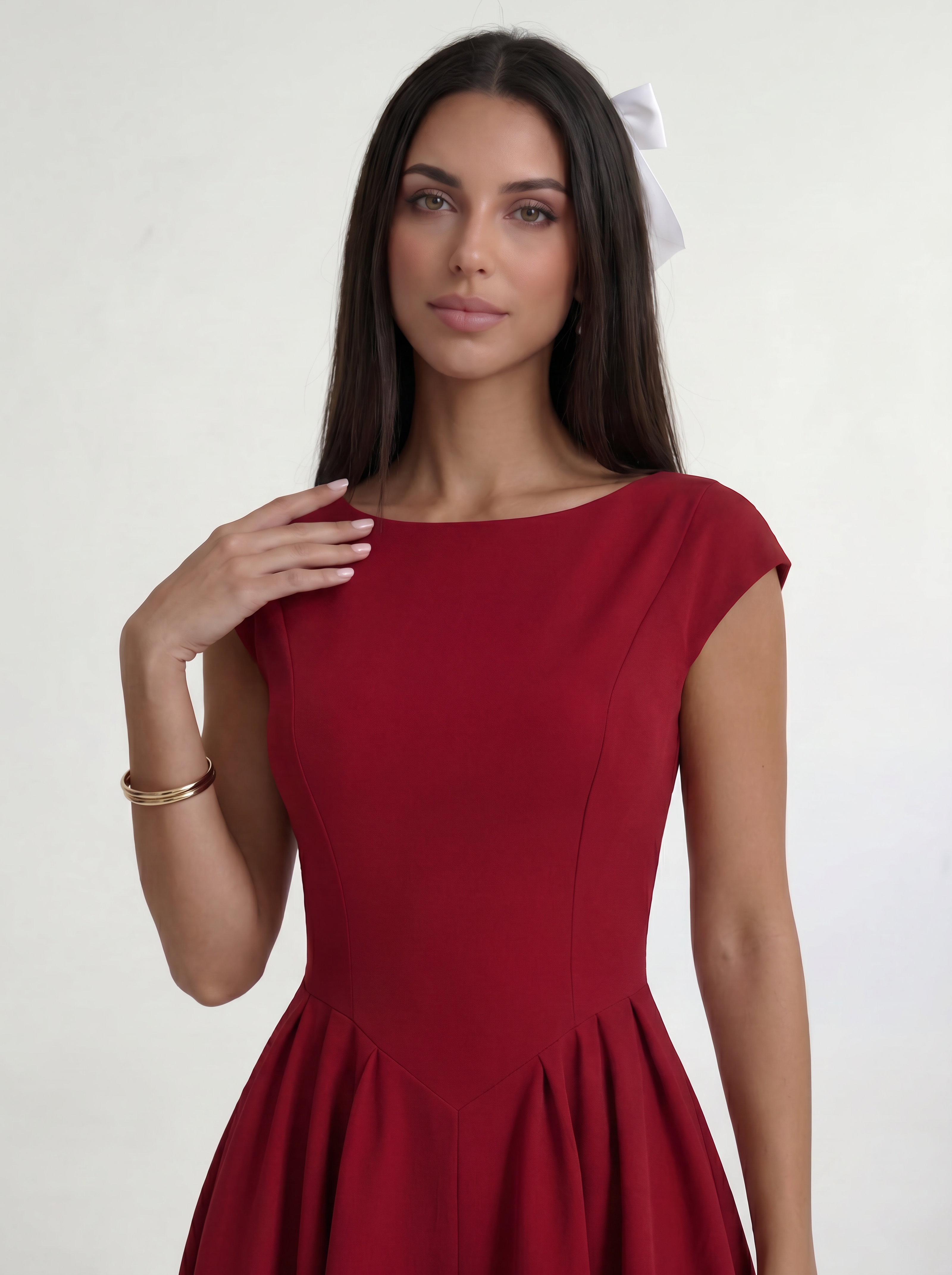 Red Ivory Silhouette Dress